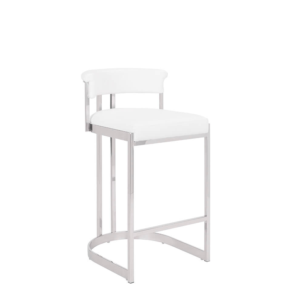 Corona White PU Fabric Kitchen Counter Chair